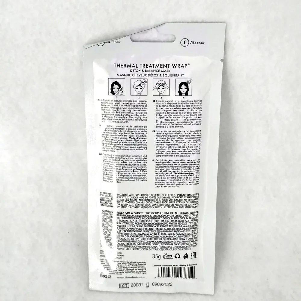 Ikoo Thermal Treatment Wrap Detox & Balance Mask 1.2 oz. Set of 2 NEW Packets - Picture 3 of 4